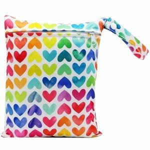 Colorful Heart Pattern zip up Bag